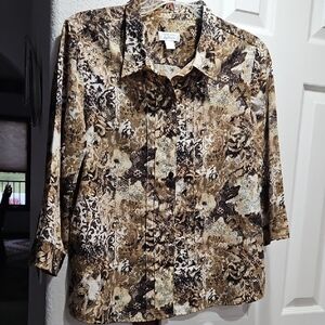 Christopher & Banks Brown and Cream Blouse